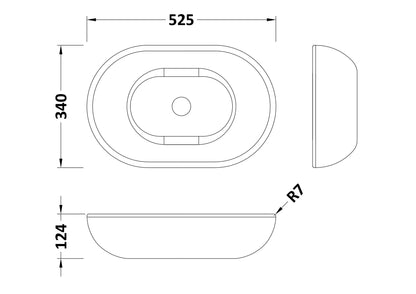 Crea Oval Countertop Basin 575mm x 145mm - No Waste