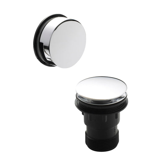 Contemporary Push Button Round Bath Tub Waste for Baths up to 13mm Thick - Multiple Colours