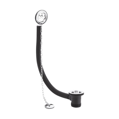 [BABW348] Balterley Round Bath Waste with Overflow, Brass Plug and Link Chain, for Baths up to 20mm - Chrome - Cutout