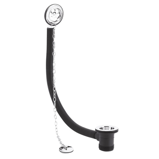 Balterley Round Bath Waste with Overflow, Brass Plug and Link Chain, for Baths up to 20mm - Chrome