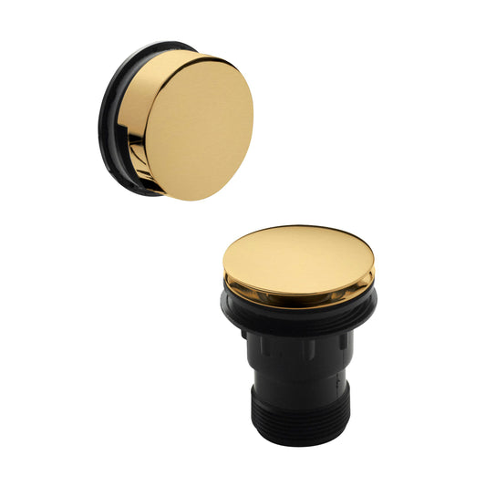 Balterley Easyclean Click Clack Push Button Bath Waste & Minimalist Overflow for Baths up to 13mm - Brushed Brass Finish