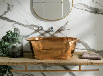Copper Basins Oval Countertop Basin with Copper Outer/Inner