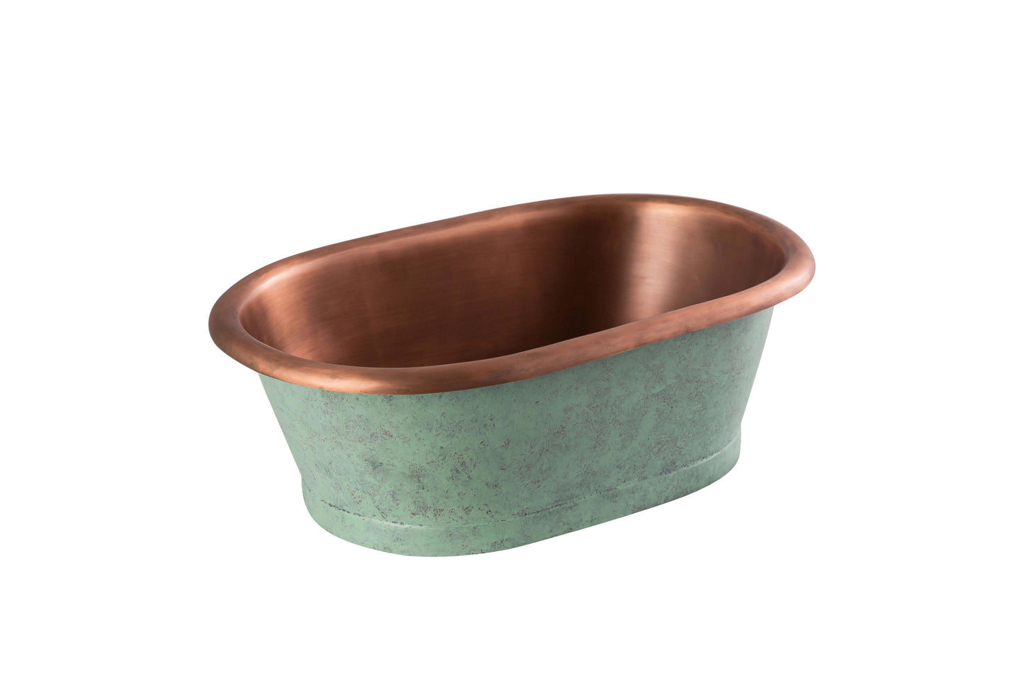 Copper Basins Oval Countertop Basin with Copper Inner, Verdigris Outer
