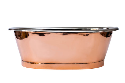 Copper Basins Oval Countertop Basin with Copper Outer, Nickel Inner
