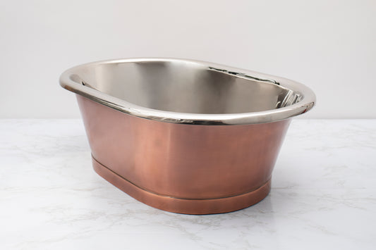 Copper Basins Oval Countertop  Antique Copper Basin with Nickel Inner