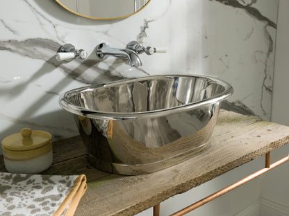 Copper Basins Oval Countertop Basin with Nickel Outer/Inner