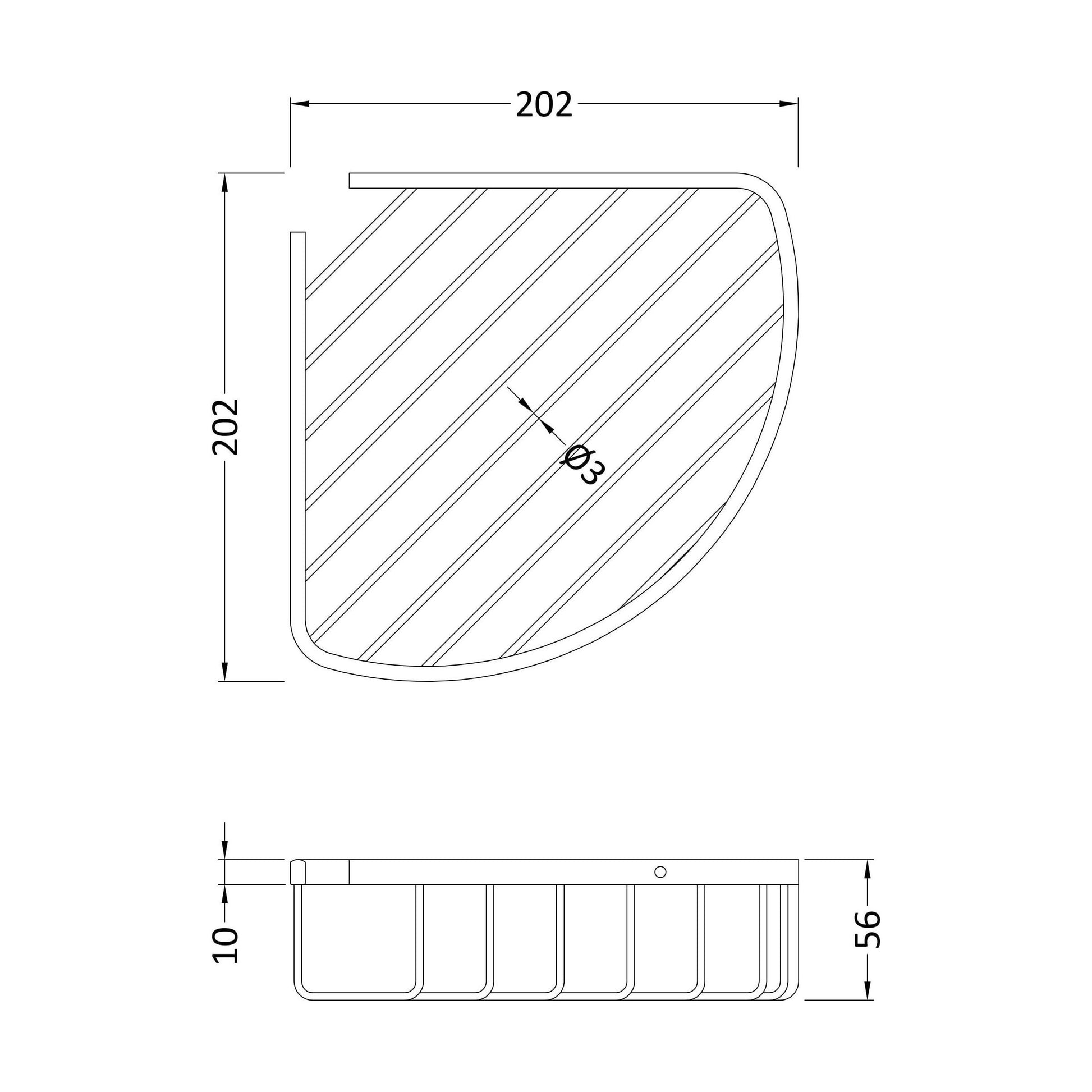 [BACB306] Deep Corner Basket - Technical Drawing