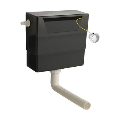 [BACC006] Balterley Contemporary Universal Water Saving Dual Flush Side Inlet with Round Push Button - Chrome/Black - Cutout