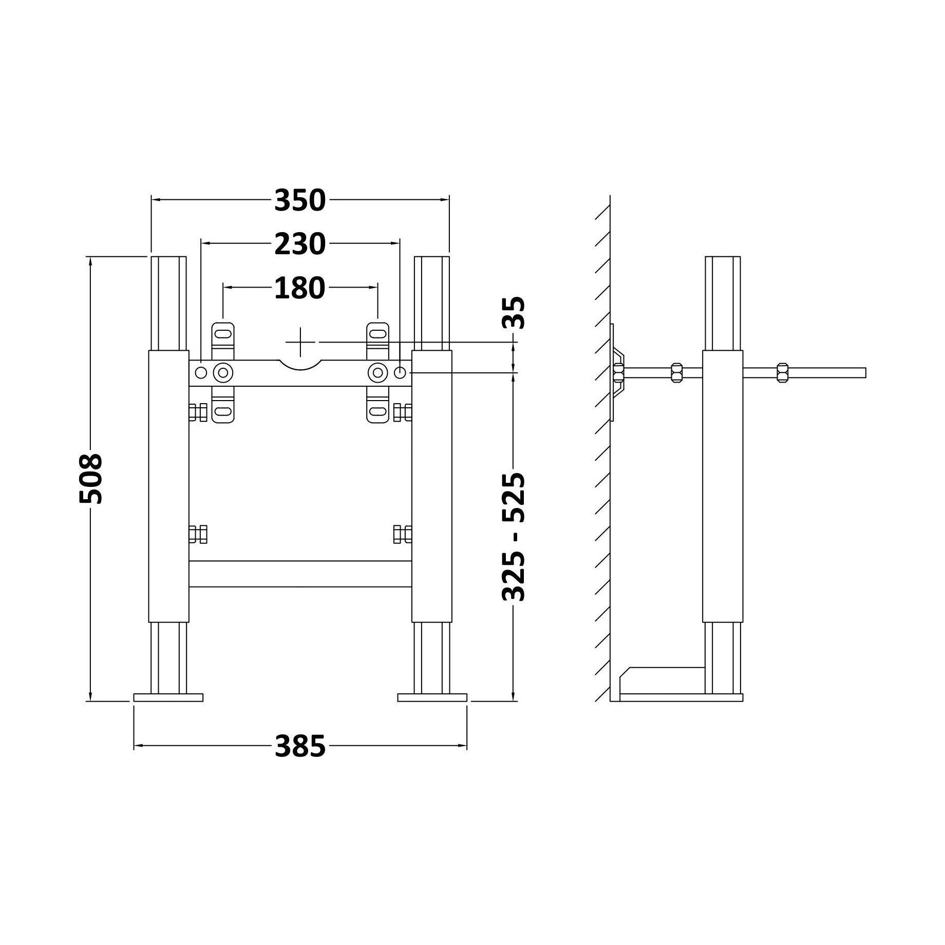 [BACCWHF] Ceramic Accessories Standard Wall Frame (For use with Wall Hung Toilet Pans) - Technical Drawing