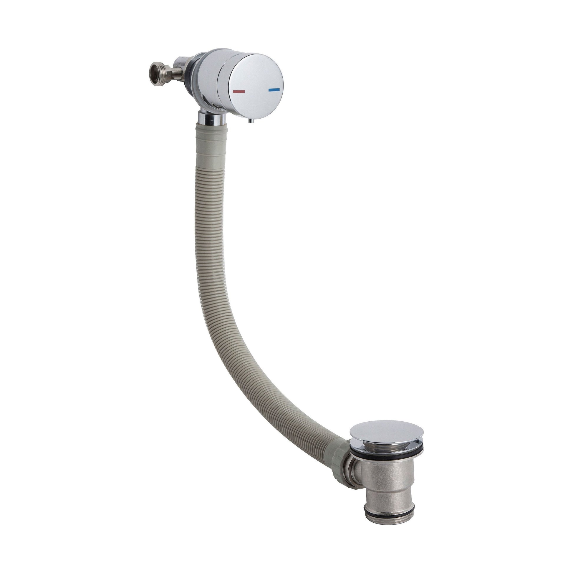 [BAFF301] Balterley Contemporary Round Bath Filler with Overflow & Waste Built-In Temperature Control, 550mm x 65mm - Chrome Finish - Cutout