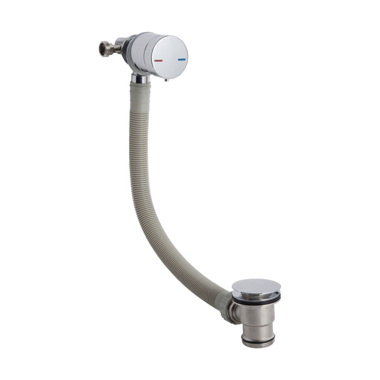 [BAFF301] Balterley Contemporary Round Bath Filler with Overflow & Waste Built-In Temperature Control, 550mm x 65mm - Chrome Finish - Cutout