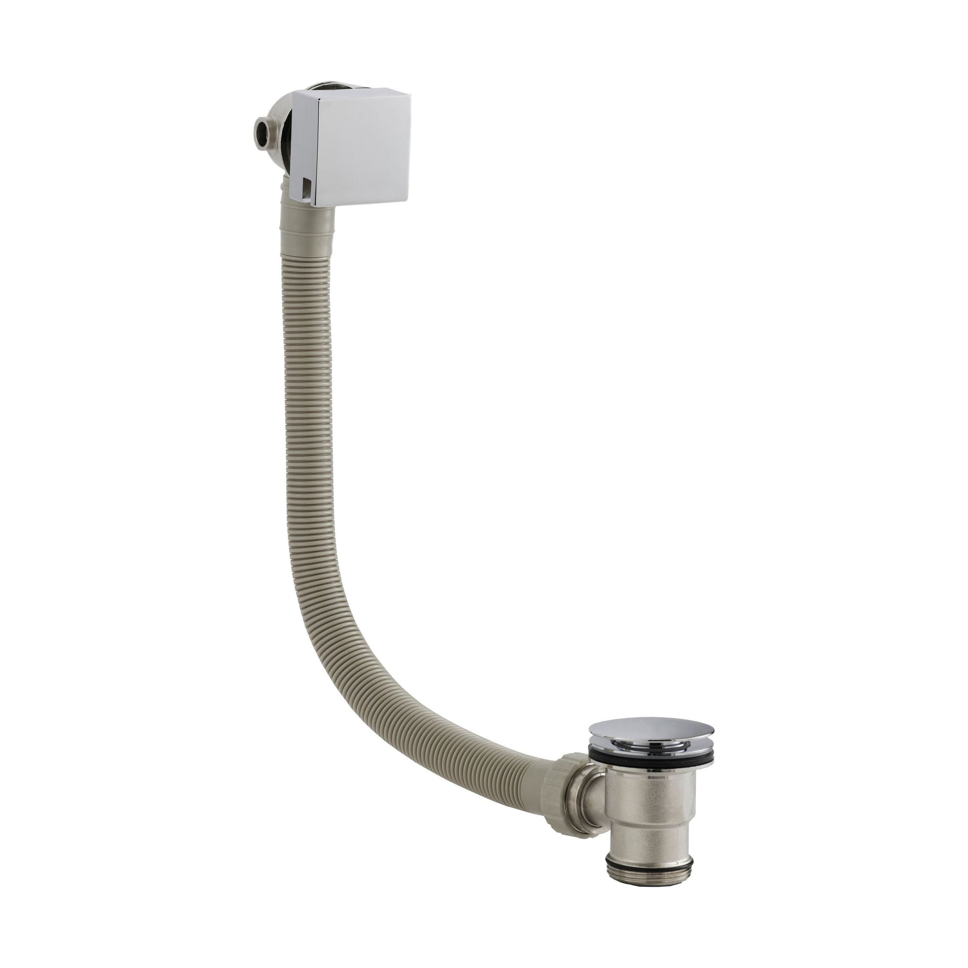 [BAFF317] Balterley Square Bath Filler with Overflow, Brass Build, Modern Control Knob, 70mm x 600mm - Chrome - Cutout