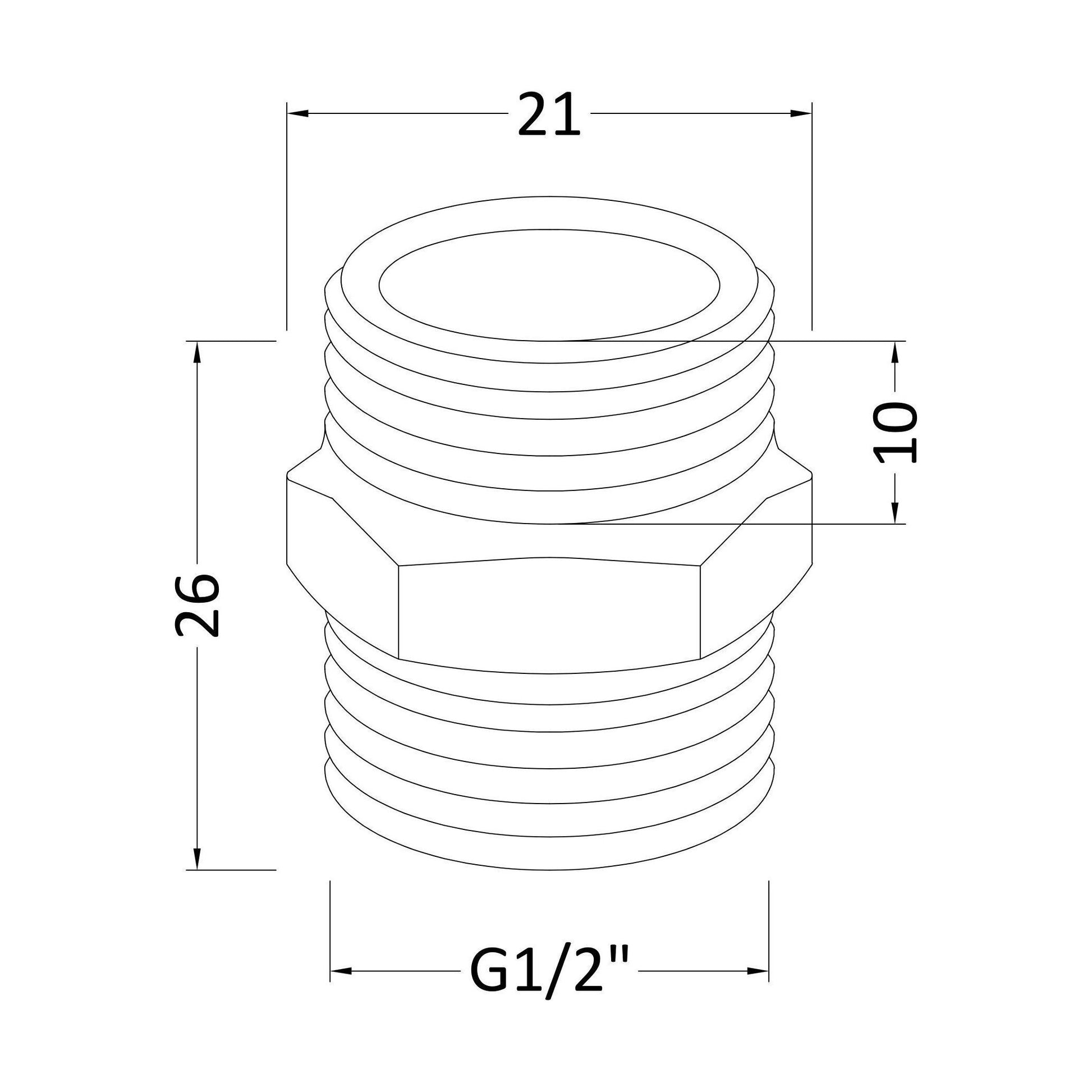 [BAFR005] Modern Bathroom Suitable with Mono Basin Fittings, 25mm x 20mm, Chrome - Technical Drawing