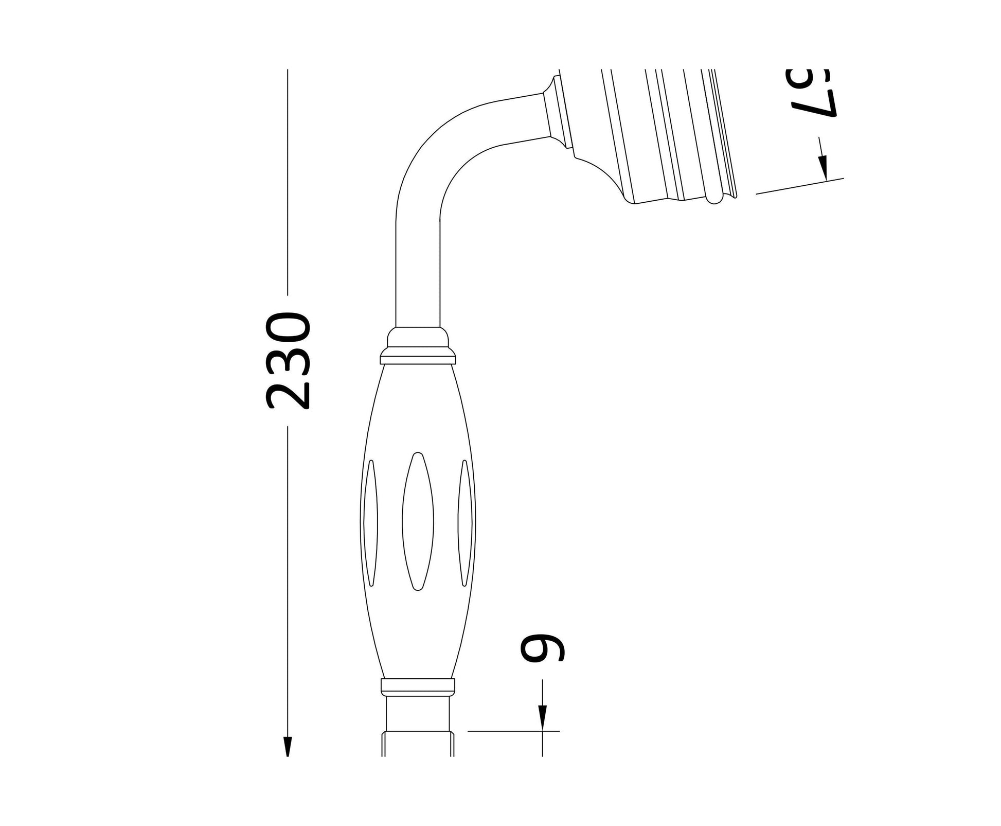 [BAHS450G] A/G Large Trad Handset - Technical Drawing