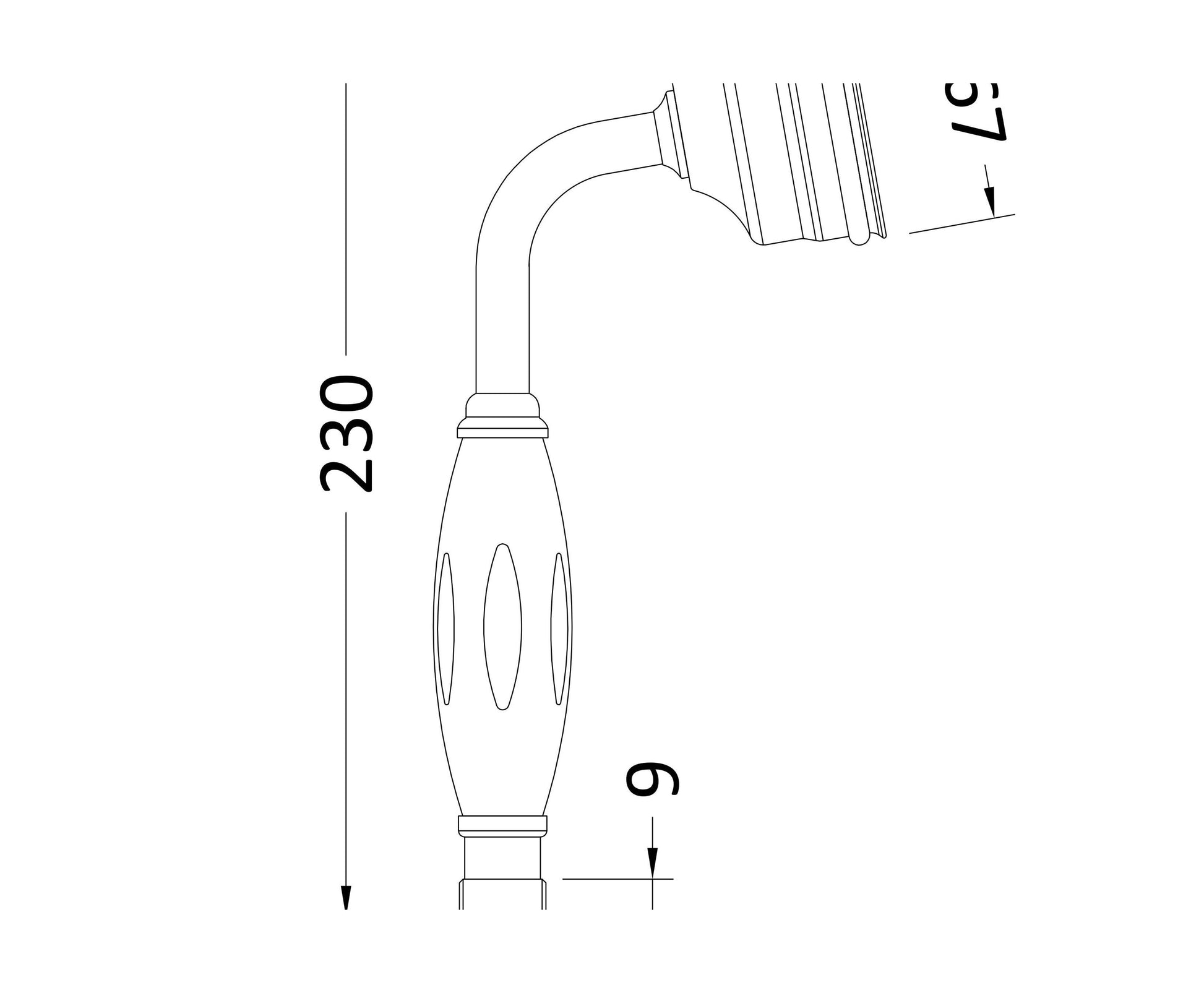 [BAHS7150G] Large Traditional Handset - Technical Drawing
