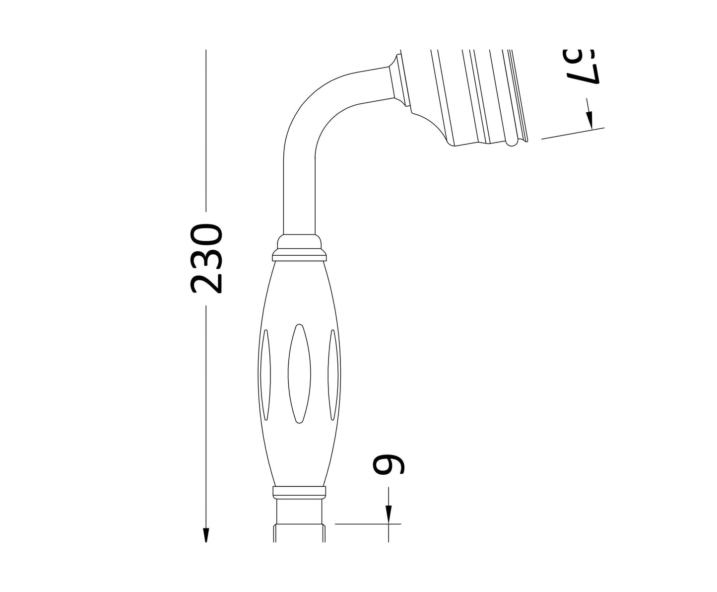 [BAHS8150G] Large Traditional Handset - Technical Drawing