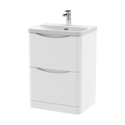 [BAL101B] Dunwood Floor Standing 2 Drawer Vanity Unit with Thin Edge Basin - Choice of Colour and Size - Cutout
