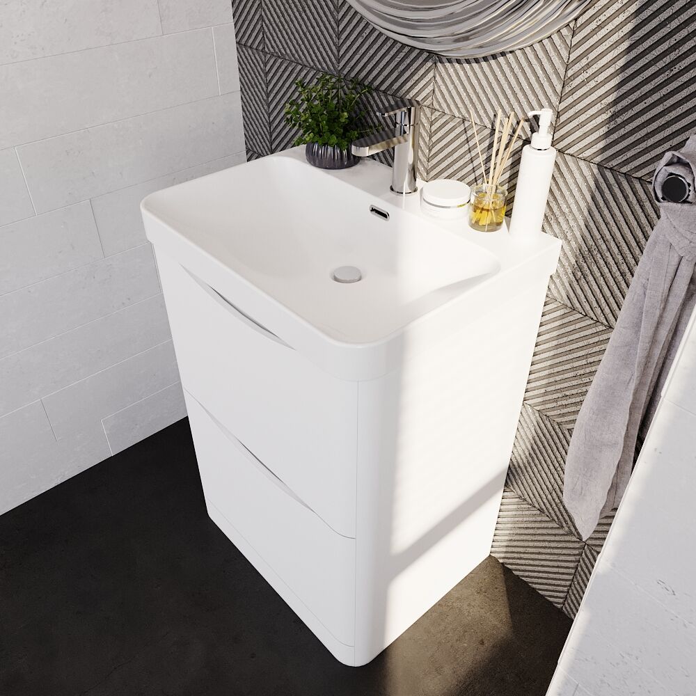 [BAL101B] Dunwood Floor Standing 2 Drawer Vanity Unit with Thin Edge Basin - Choice of Colour and Size - Lifestyle 2