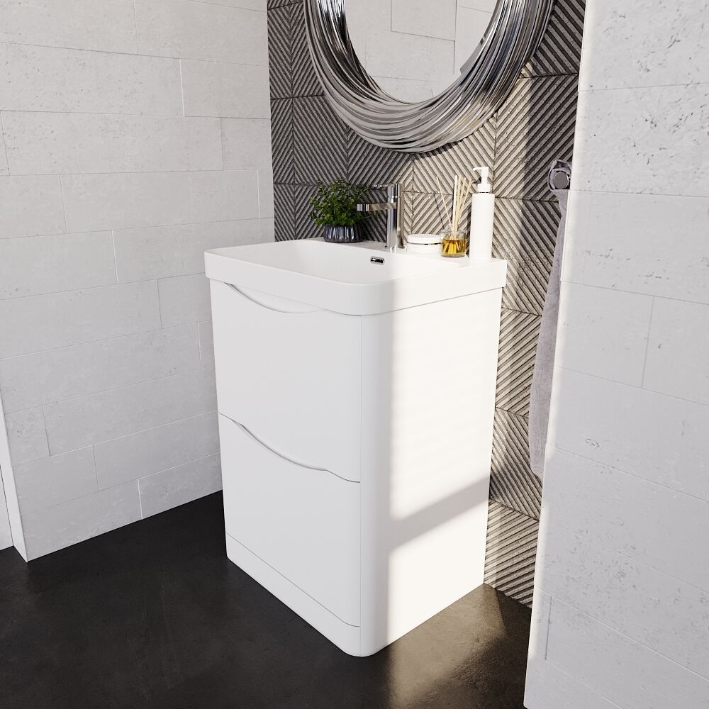 [BAL101B] Dunwood Floor Standing 2 Drawer Vanity Unit with Thin Edge Basin - Choice of Colour and Size - Lifestyle 3