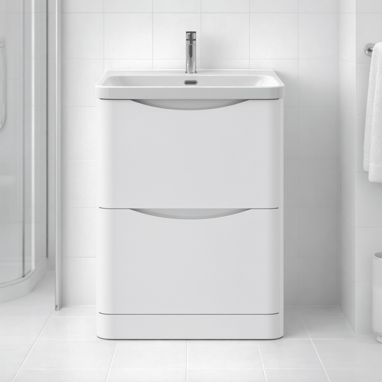[BAL101B] Dunwood Floor Standing 2 Drawer Vanity Unit with Thin Edge Basin - Choice of Colour and Size - Silo