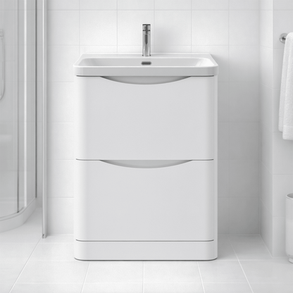 [BAL101B] Dunwood Floor Standing 2 Drawer Vanity Unit with Thin Edge Basin - Choice of Colour and Size - Silo