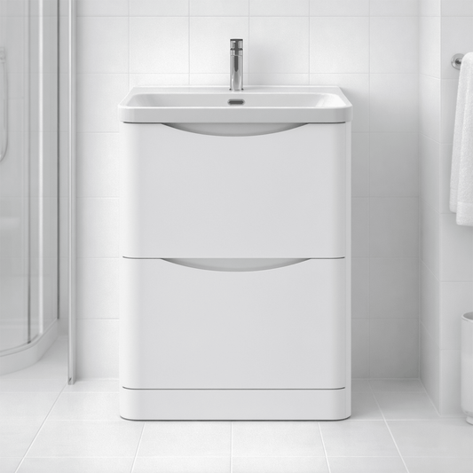 [BAL101B] Dunwood Floor Standing 2 Drawer Vanity Unit with Thin Edge Basin - Choice of Colour and Size - Silo