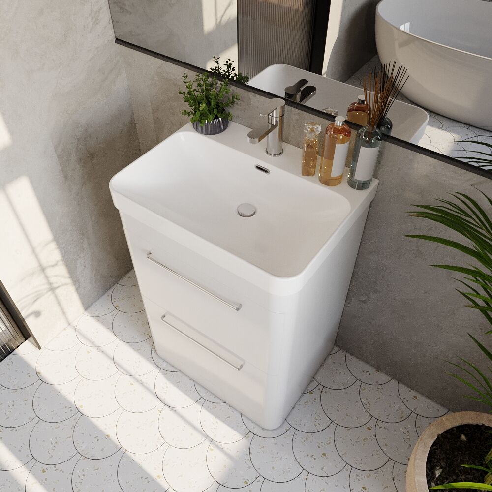 [BAL101C] Croxden Floor Standing Vanity Unit and Basin - Choice of Finish - Lifestyle 2