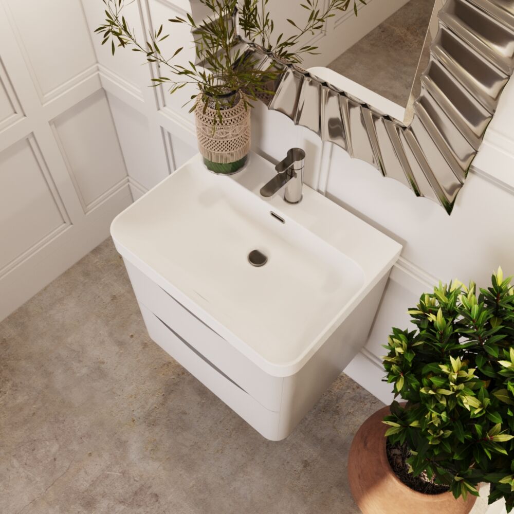 [BAL102B] Dunwood Contemporary Wall Hung 2 Drawer Vanity Basin Unit, Choice of Size and Colour - Lifestyle 2