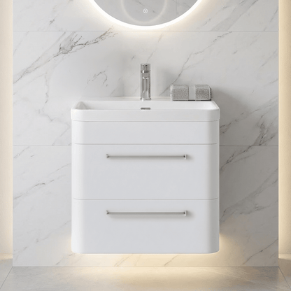 [BAL102C] Croxden Modern Wall Hung Vanity Basin Unit with Soft Close Drawers - 600mm or 800mm - Silo