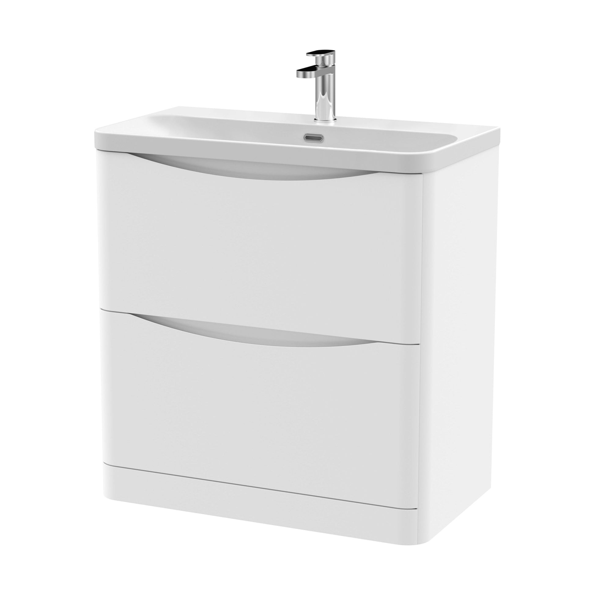 [BAL103B] Dunwood Floor Standing 2 Drawer Vanity Unit with Thin Edge Basin - Choice of Colour and Size - Cutout