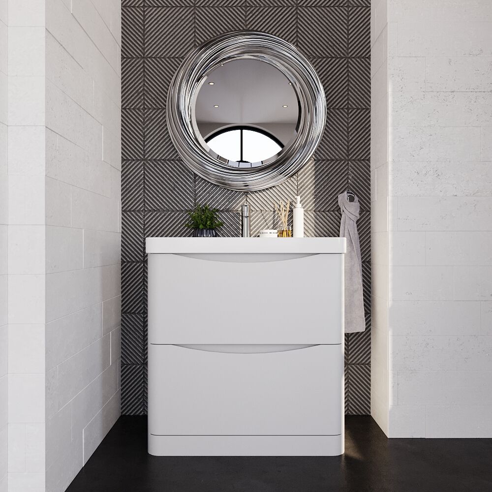 [BAL103B] Dunwood Floor Standing 2 Drawer Vanity Unit with Thin Edge Basin - Choice of Colour and Size - Lifestyle 1