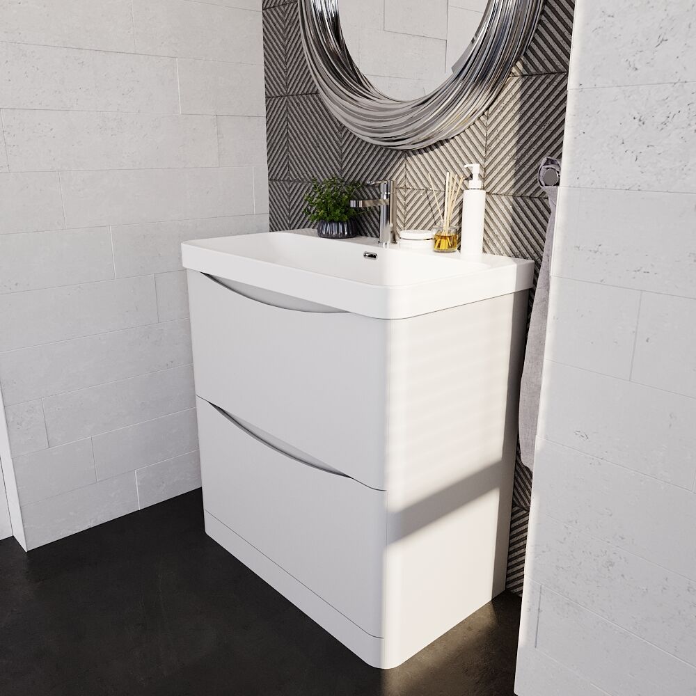 [BAL103B] Dunwood Floor Standing 2 Drawer Vanity Unit with Thin Edge Basin - Choice of Colour and Size - Lifestyle 3