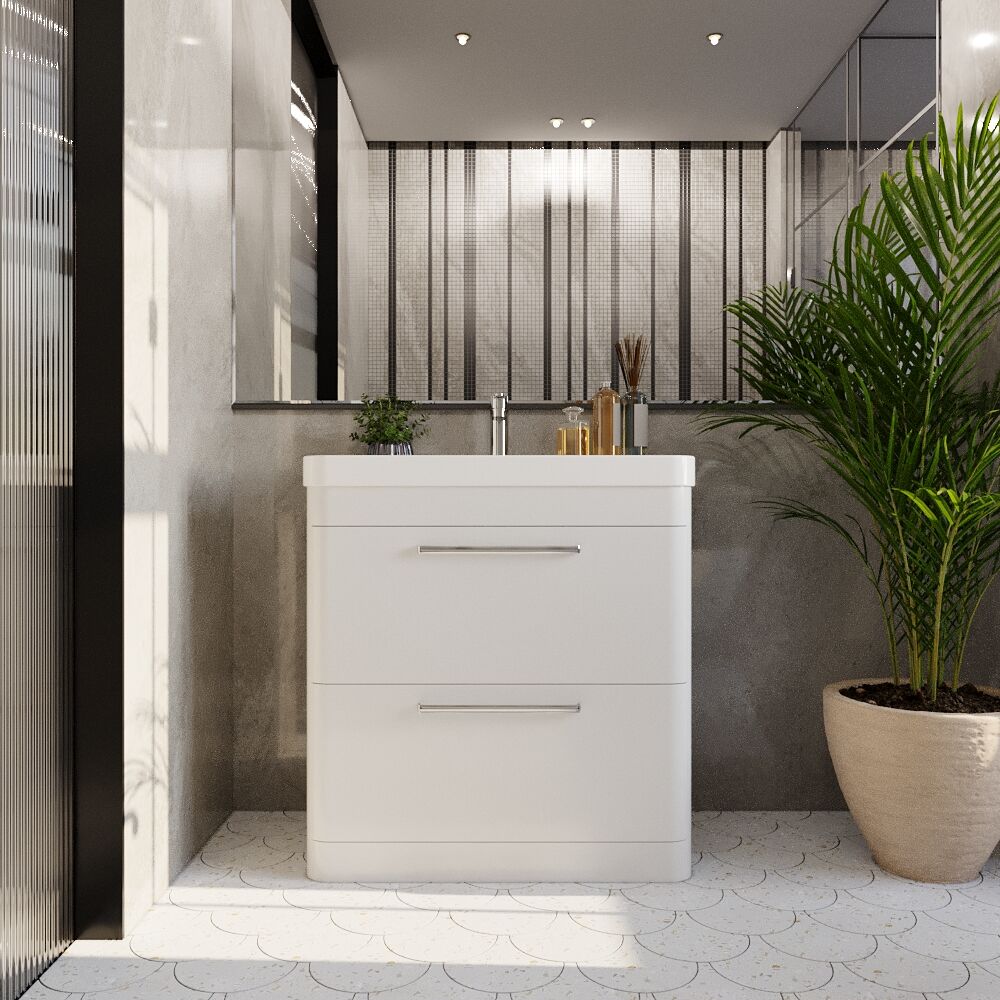 [BAL103C] Croxden Floor Standing Vanity Unit and Basin - Choice of Finish - Lifestyle 1