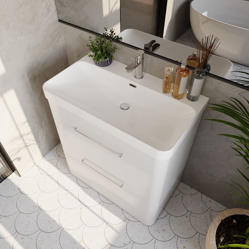 [BAL103C] Croxden Floor Standing Vanity Unit and Basin - Choice of Finish - Lifestyle 2