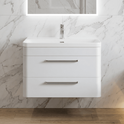 [BAL104C] Croxden Modern Wall Hung Vanity Basin Unit with Soft Close Drawers - 600mm or 800mm - Silo