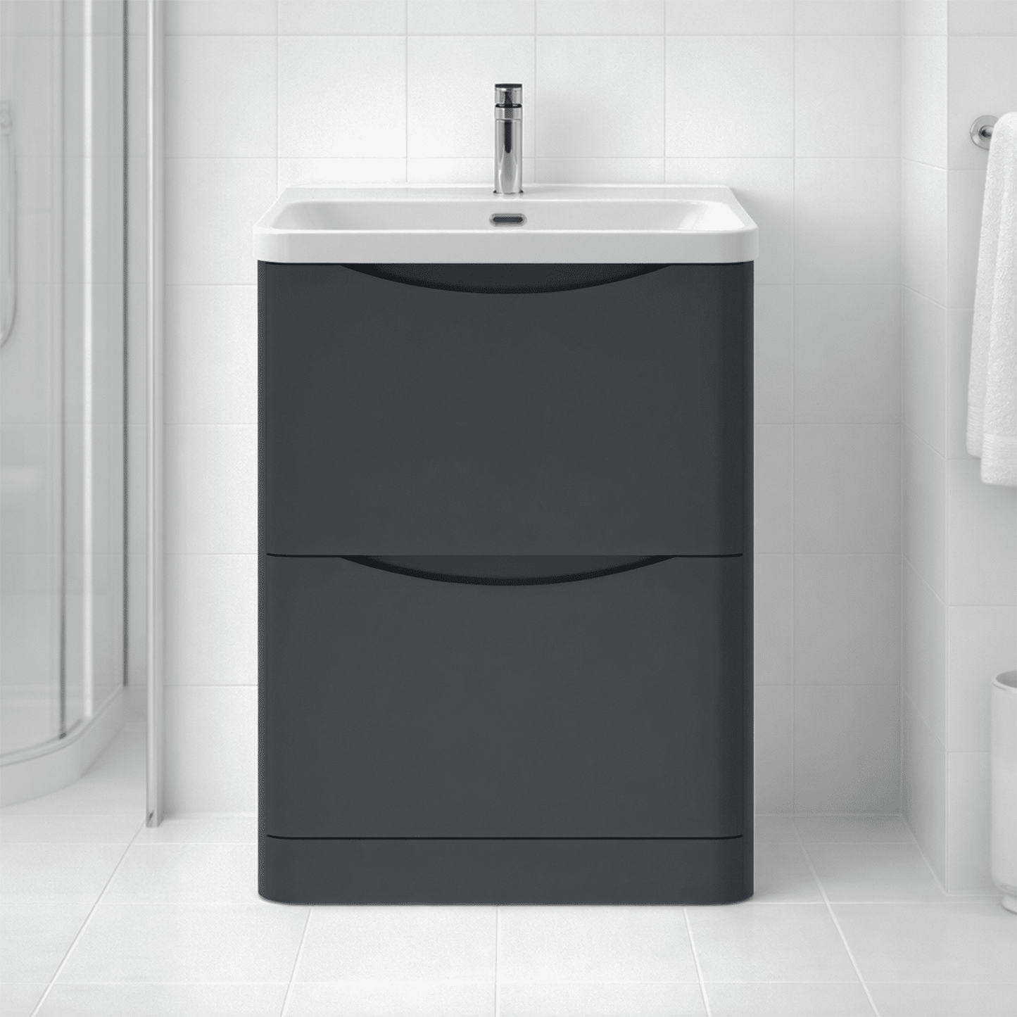 [BAL1401B] Dunwood Floor Standing 2 Drawer Vanity Unit with Thin Edge Basin - Choice of Colour and Size - Silo