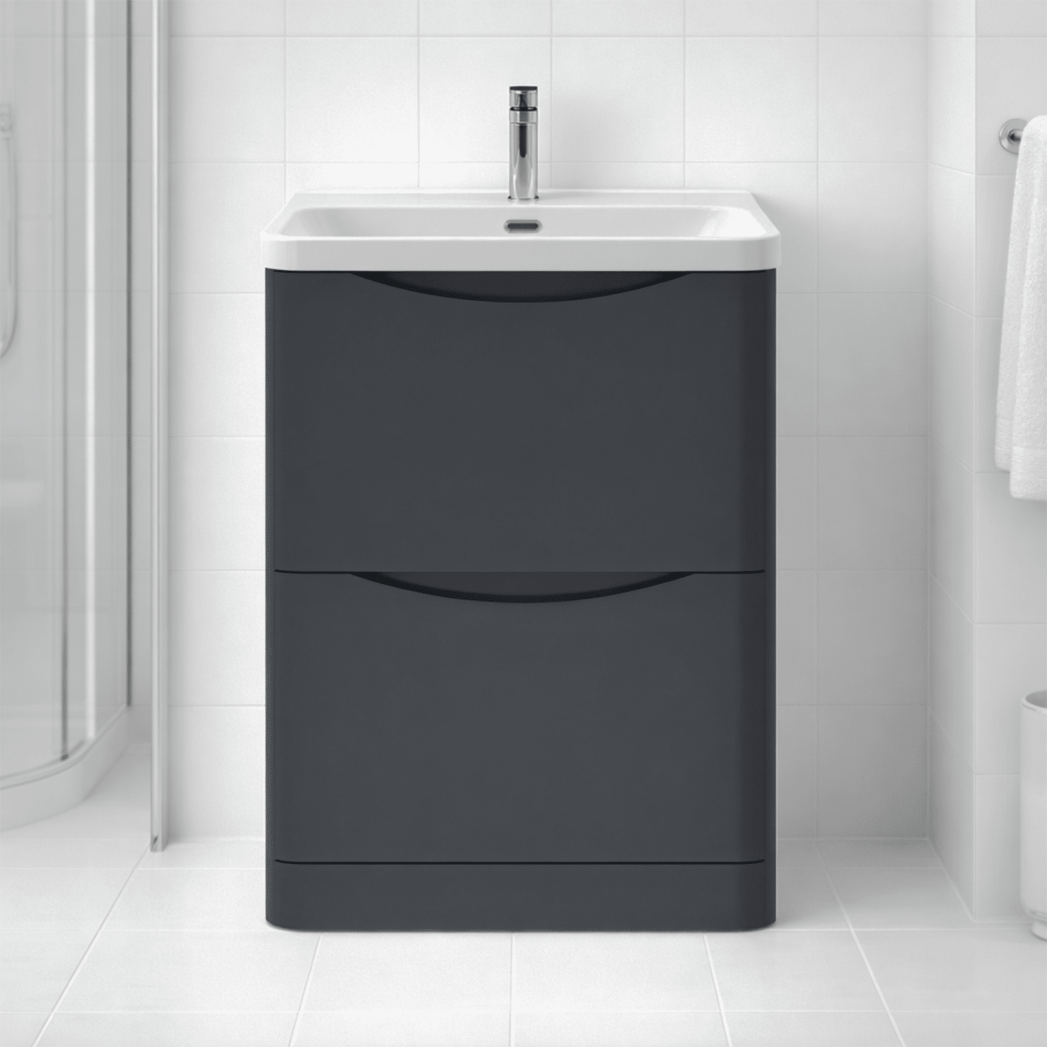 [BAL1401B] Dunwood Floor Standing 2 Drawer Vanity Unit with Thin Edge Basin - Choice of Colour and Size - Silo