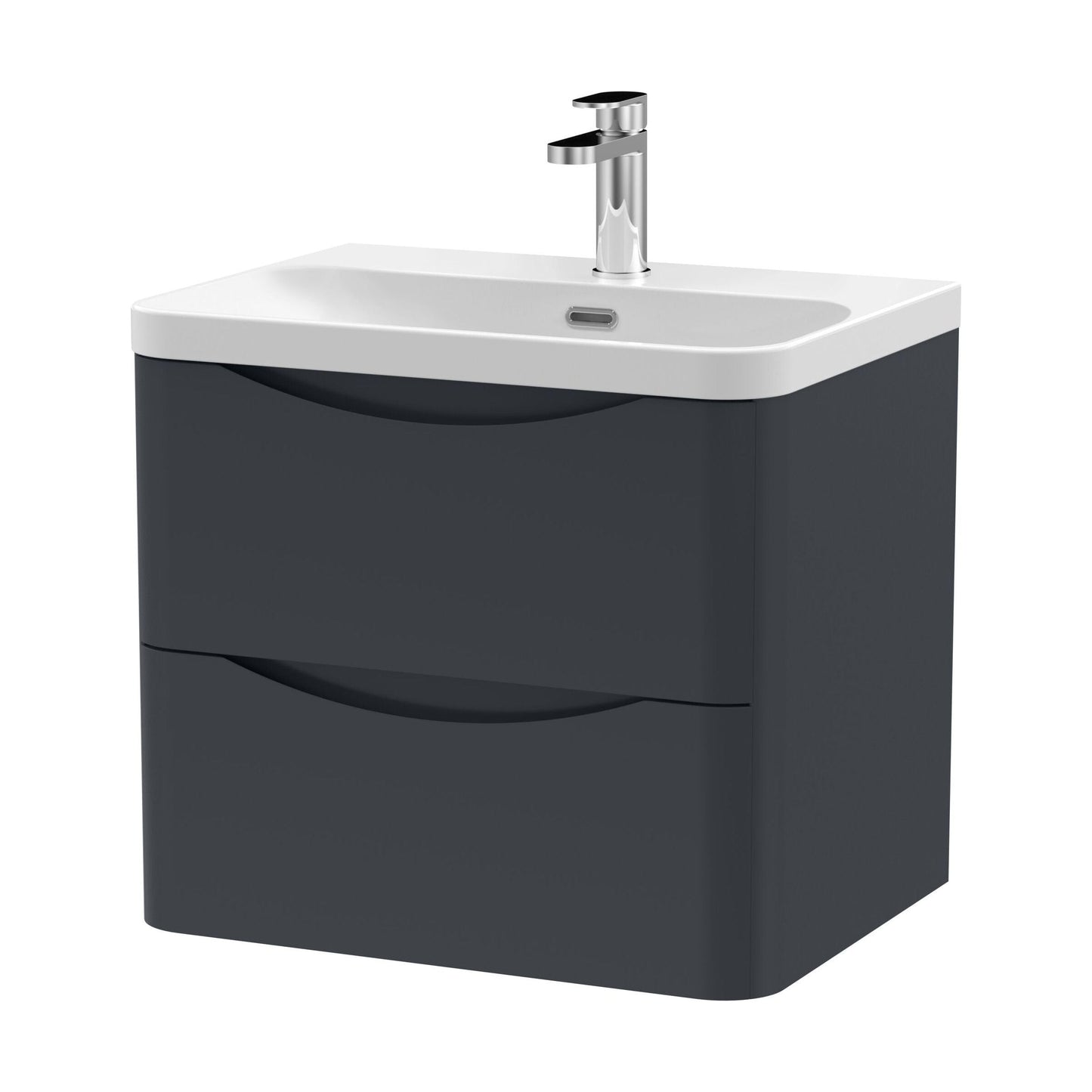 [BAL1402B] Dunwood Contemporary Wall Hung 2 Drawer Vanity Basin Unit, Choice of Size and Colour - Cutout
