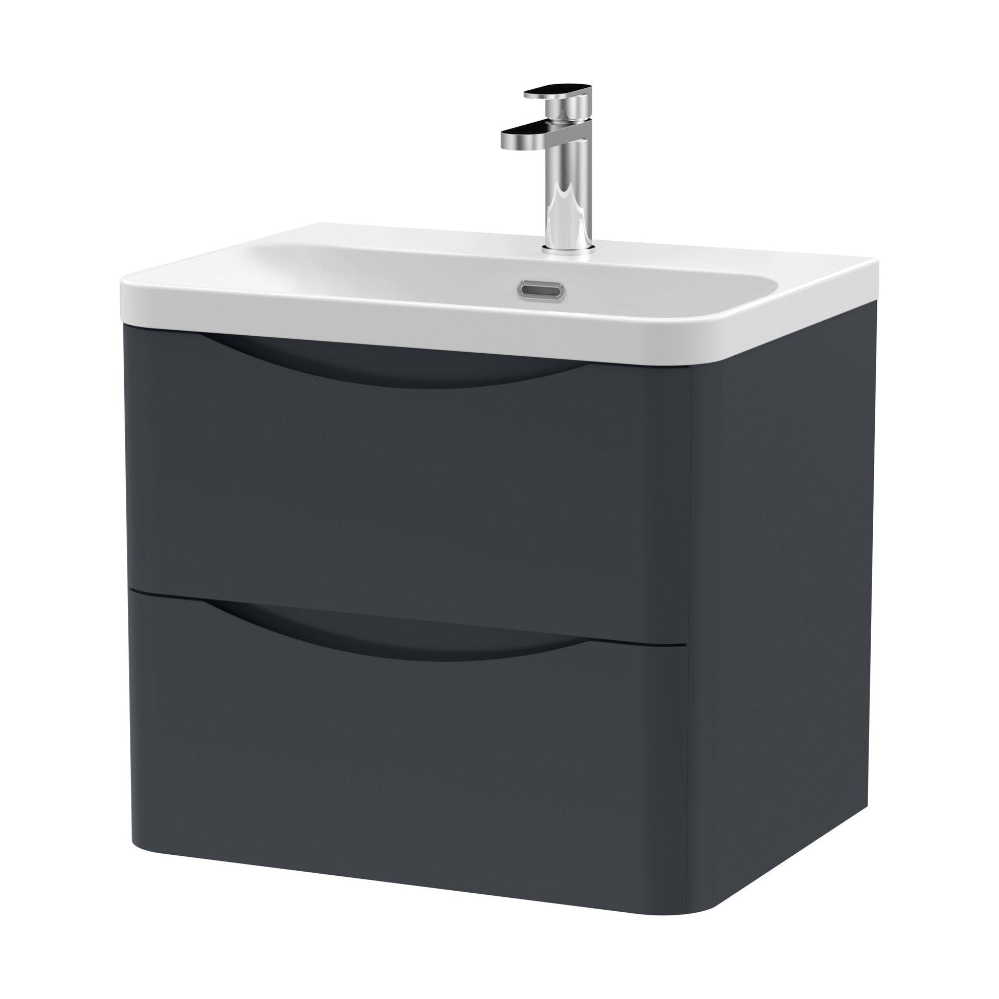 [BAL1402B] Dunwood Contemporary Wall Hung 2 Drawer Vanity Basin Unit, Choice of Size and Colour - Cutout