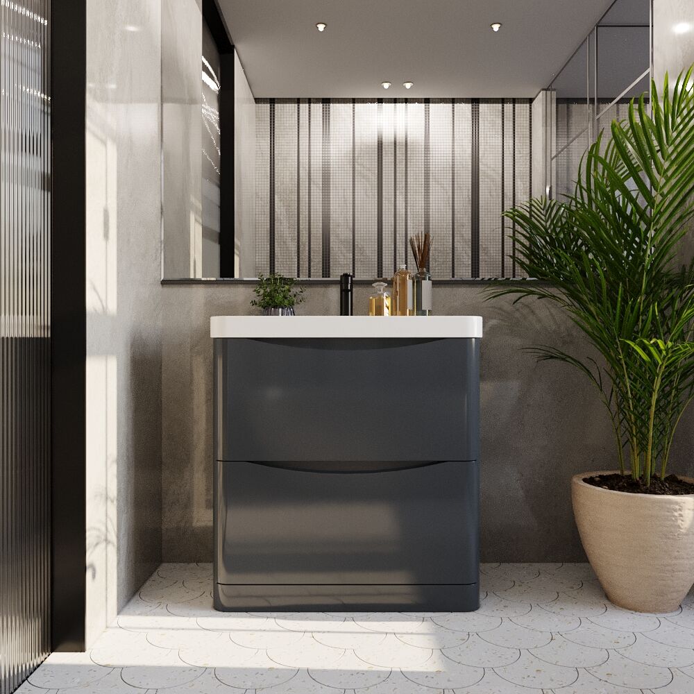 [BAL1403B] Dunwood Floor Standing 2 Drawer Vanity Unit with Thin Edge Basin - Choice of Colour and Size - Lifestyle 1