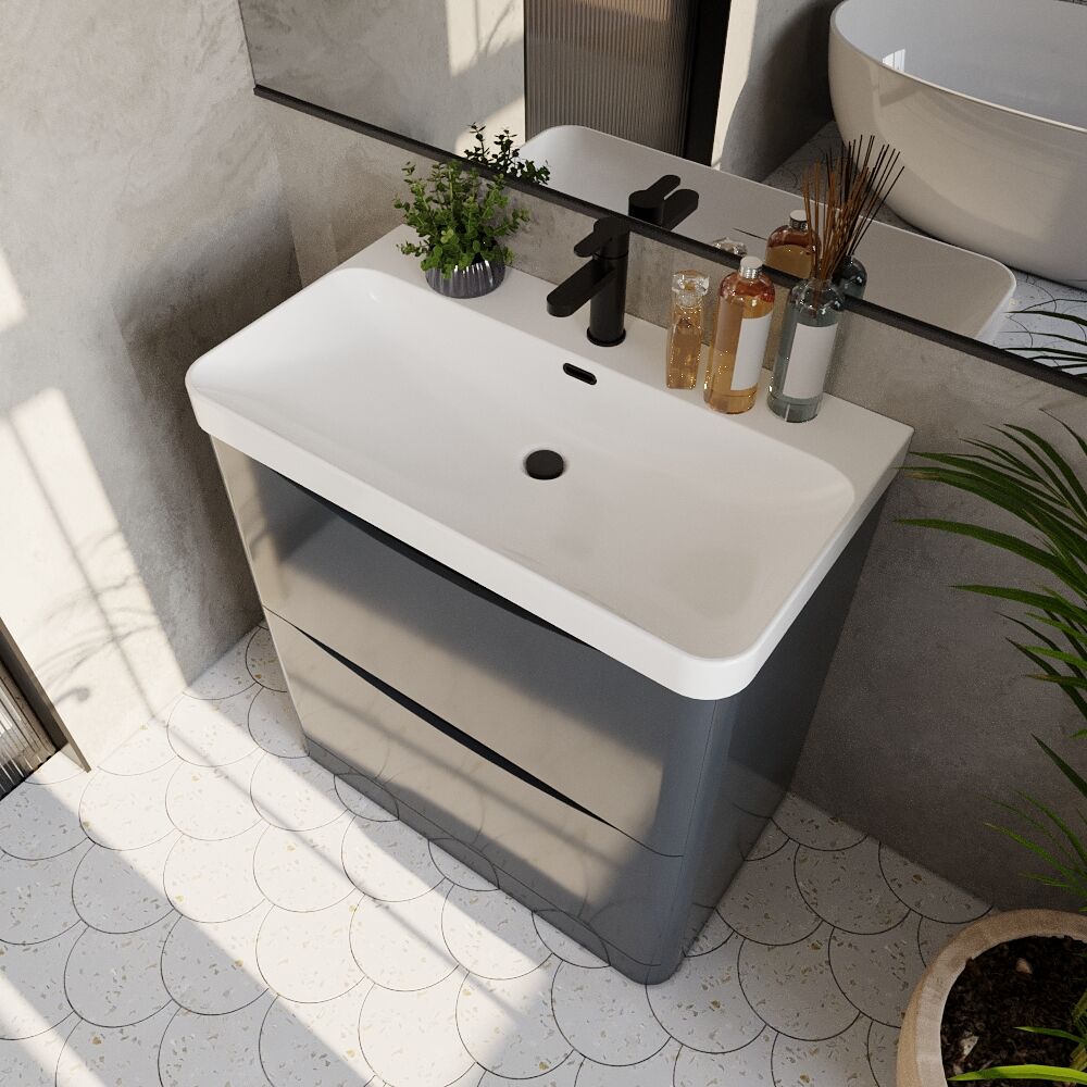 [BAL1403B] Dunwood Floor Standing 2 Drawer Vanity Unit with Thin Edge Basin - Choice of Colour and Size - Lifestyle 2