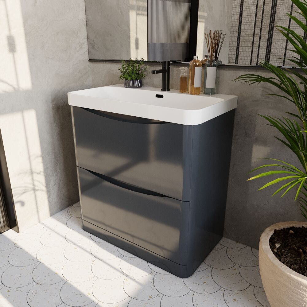 [BAL1403B] Dunwood Floor Standing 2 Drawer Vanity Unit with Thin Edge Basin - Choice of Colour and Size - Lifestyle 3