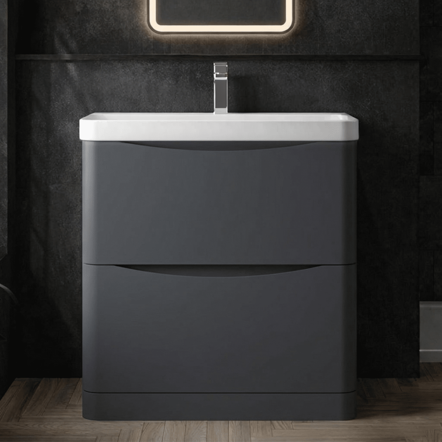 [BAL1403B] Dunwood Floor Standing 2 Drawer Vanity Unit with Thin Edge Basin - Choice of Colour and Size - Silo