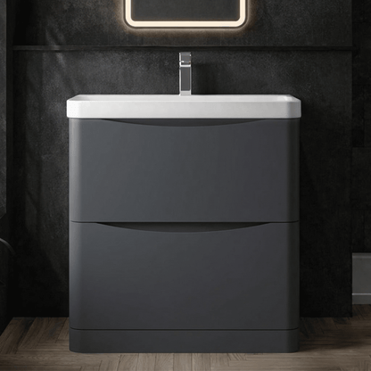 [BAL1403B] Dunwood Floor Standing 2 Drawer Vanity Unit with Thin Edge Basin - Choice of Colour and Size - Silo