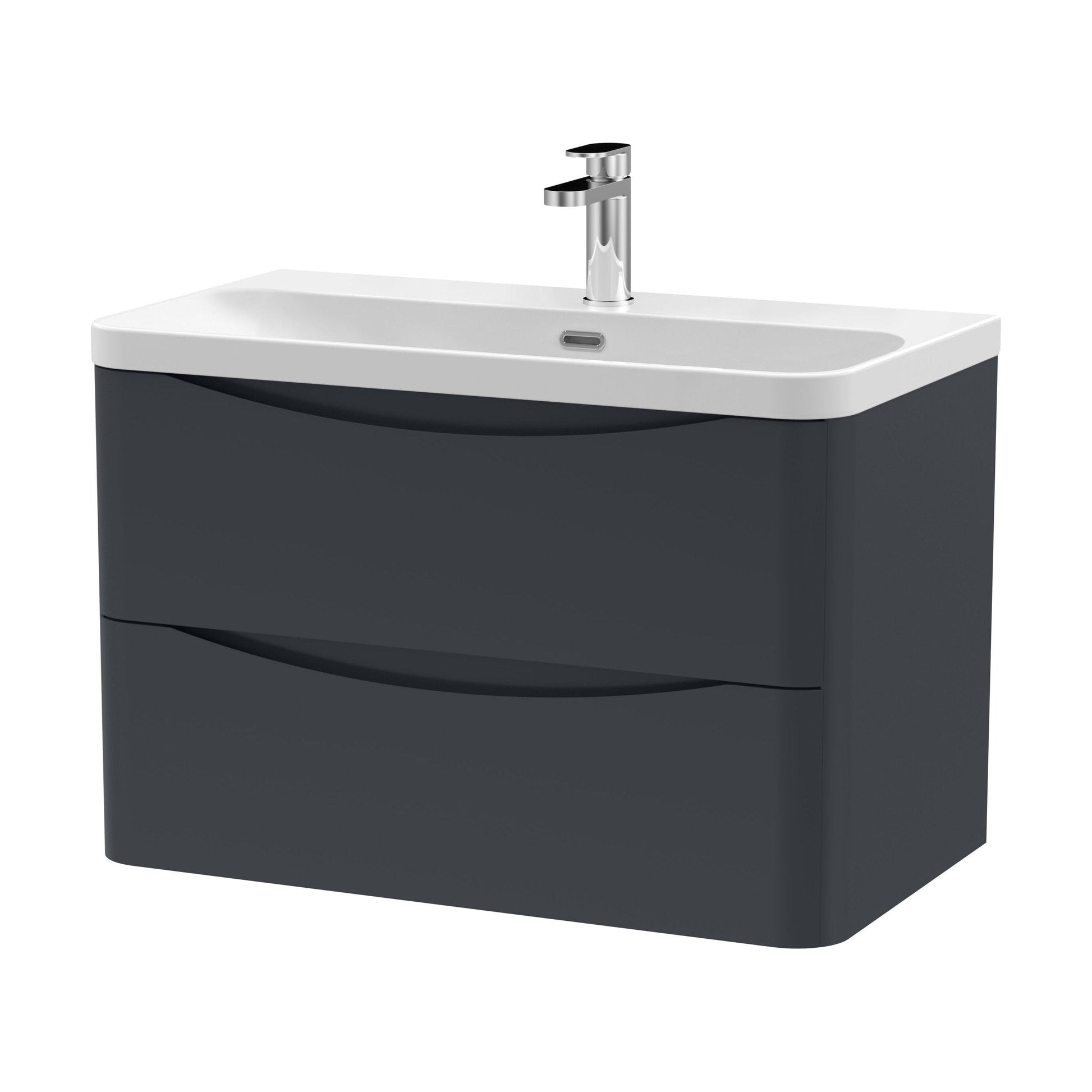 [BAL1404B] Dunwood Contemporary Wall Hung 2 Drawer Vanity Basin Unit, Choice of Size and Colour - Cutout