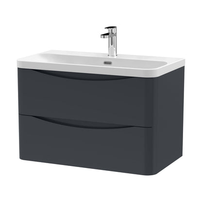 [BAL1404B] Dunwood Contemporary Wall Hung 2 Drawer Vanity Basin Unit, Choice of Size and Colour - Cutout