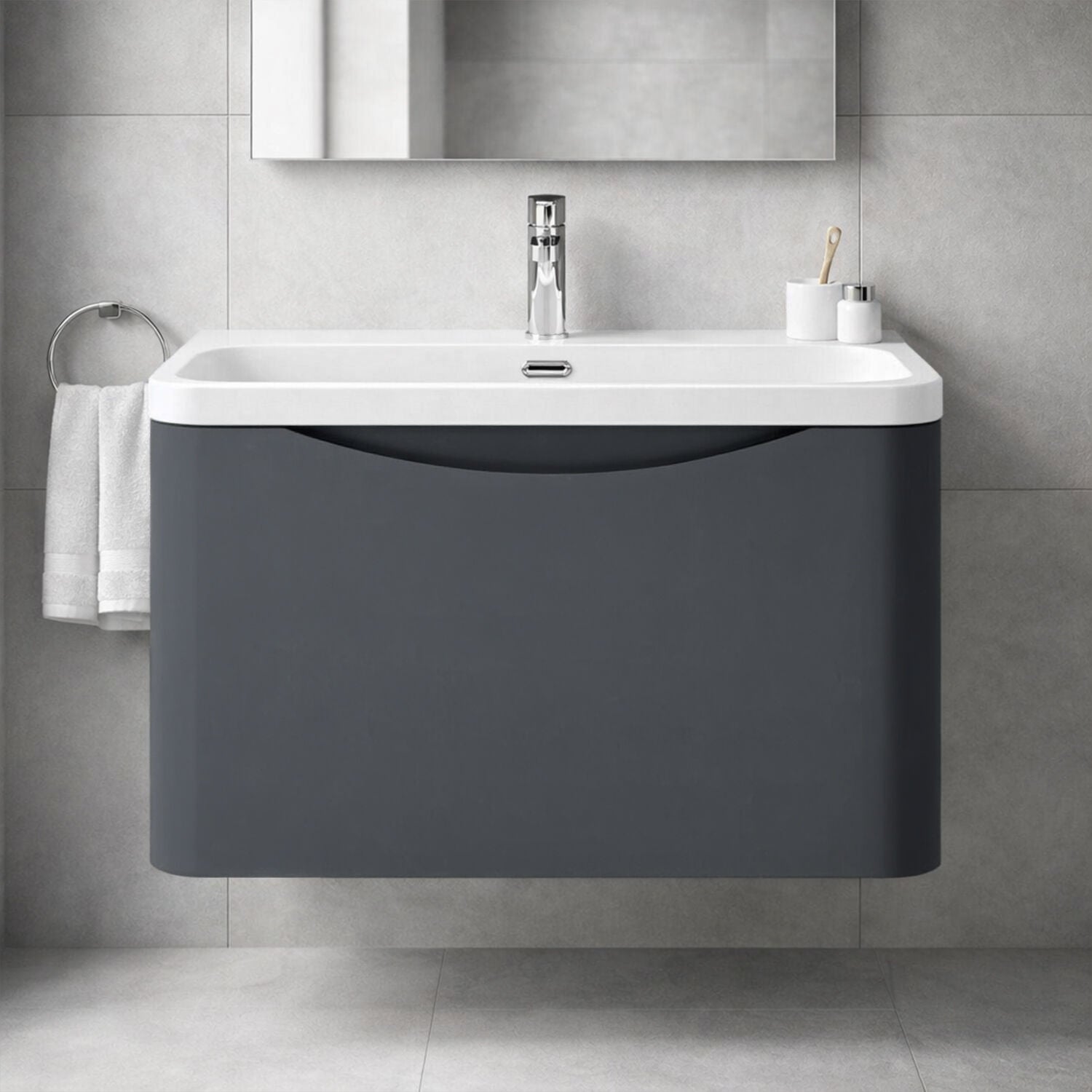 [BAL1405B] Dunwood Contemporary 1 Drawer Vanity Basin Unit, Choice of Size and Colour - Silo