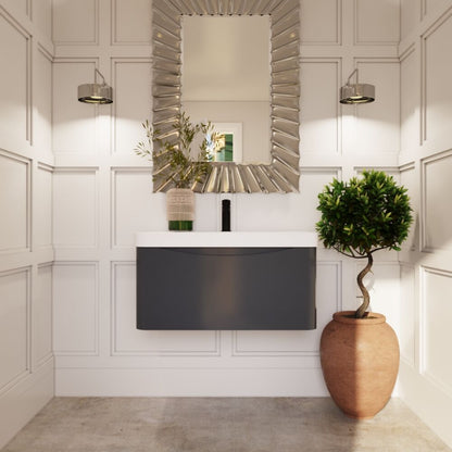 [BAL1406B] Dunwood Contemporary 1 Drawer Vanity Basin Unit, Choice of Size and Colour - Lifestyle 1