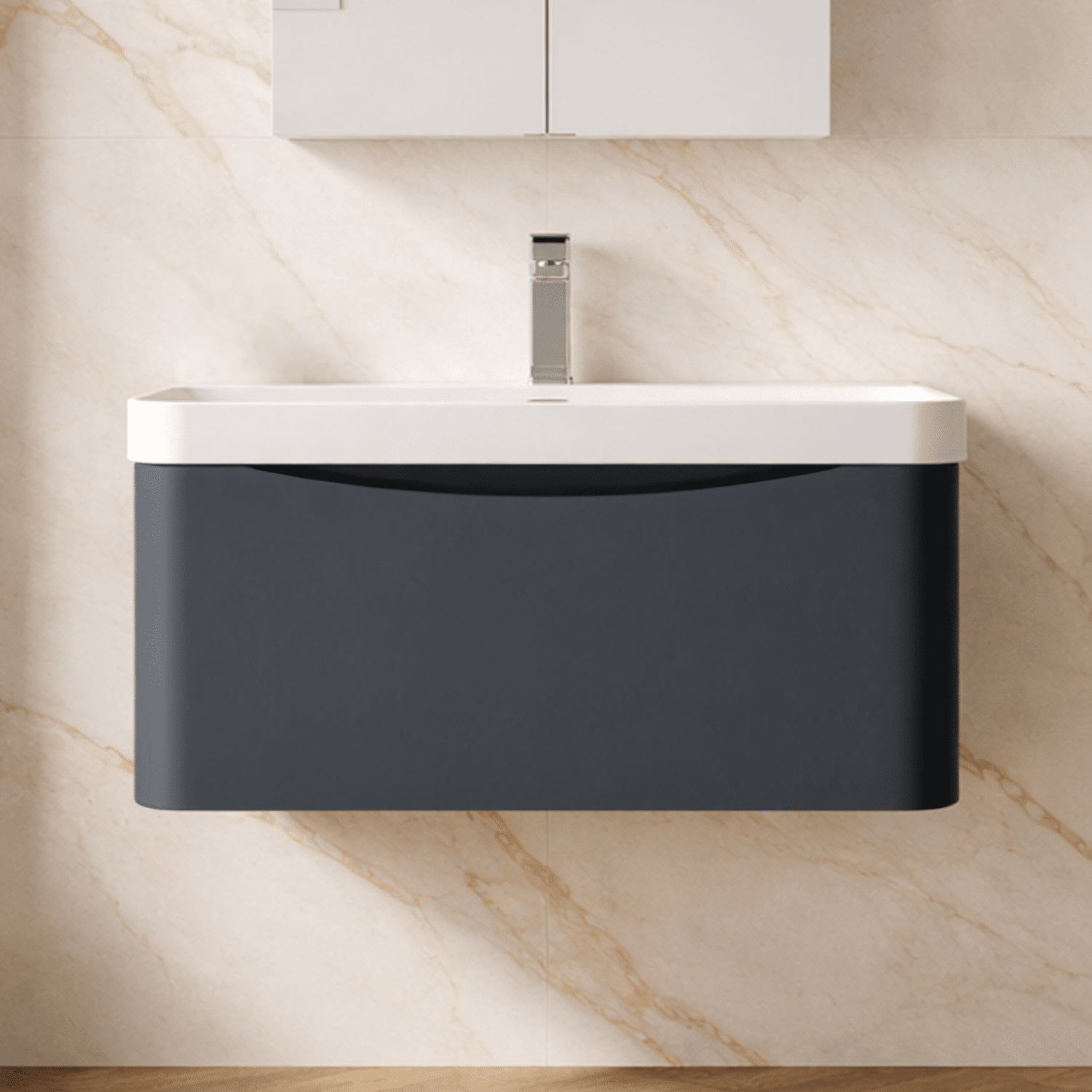 [BAL1406B] Dunwood Contemporary 1 Drawer Vanity Basin Unit, Choice of Size and Colour - Silo