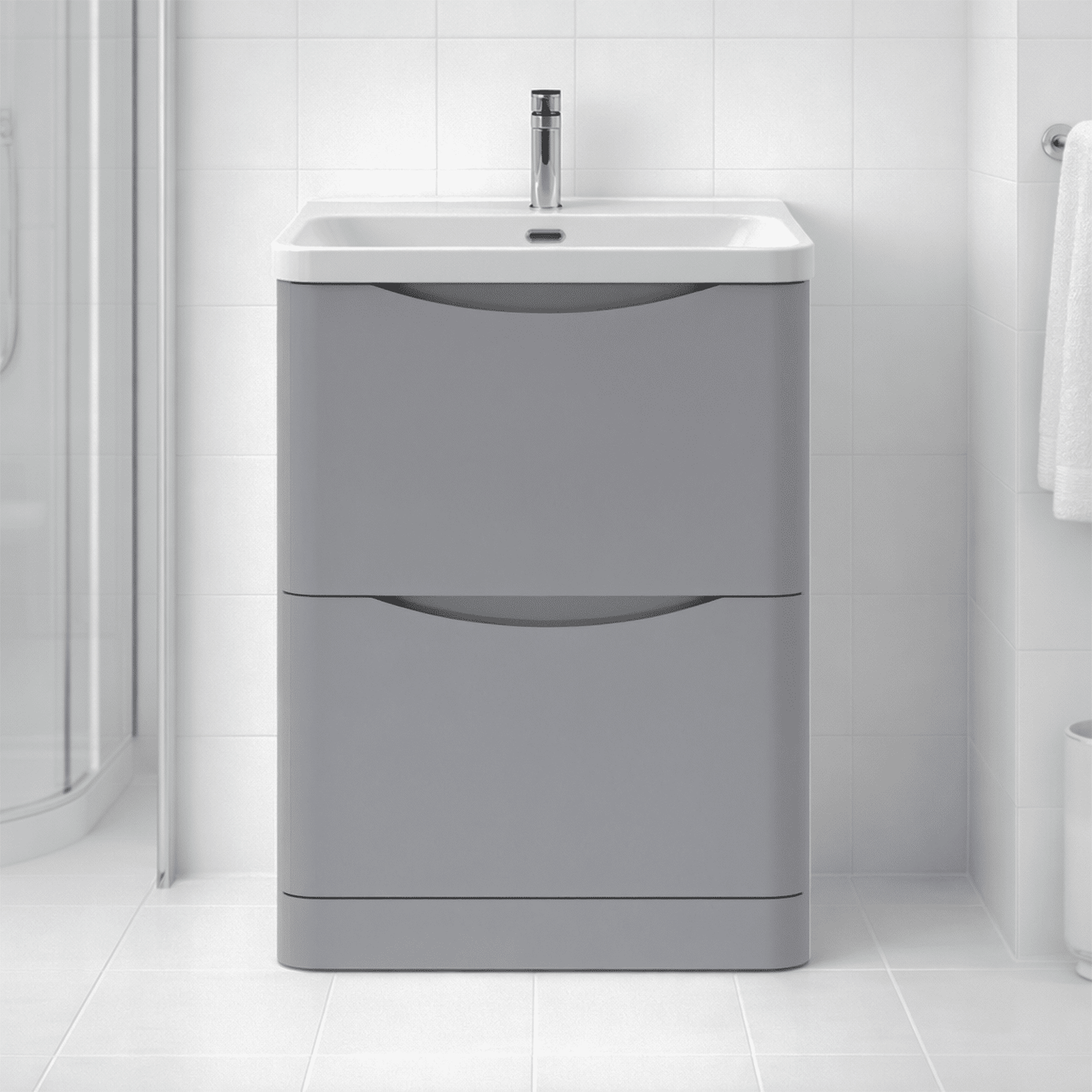 [BAL201B] Dunwood Floor Standing 2 Drawer Vanity Unit with Thin Edge Basin - Choice of Colour and Size - Silo